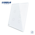 Livolo US Standard Électrique Blanc En Verre En Cristal Blanc 2 Gang 1 Voie Et 3 Gang 2 Façons Led Interrupteurs Sensibles Au Toucher